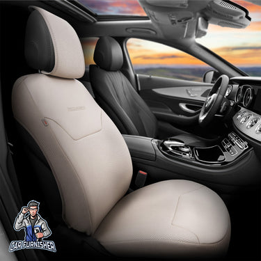 Car Seat Protector - Exclusive Linen Design Beige 1x Front Seat Leather & Linen Fabric